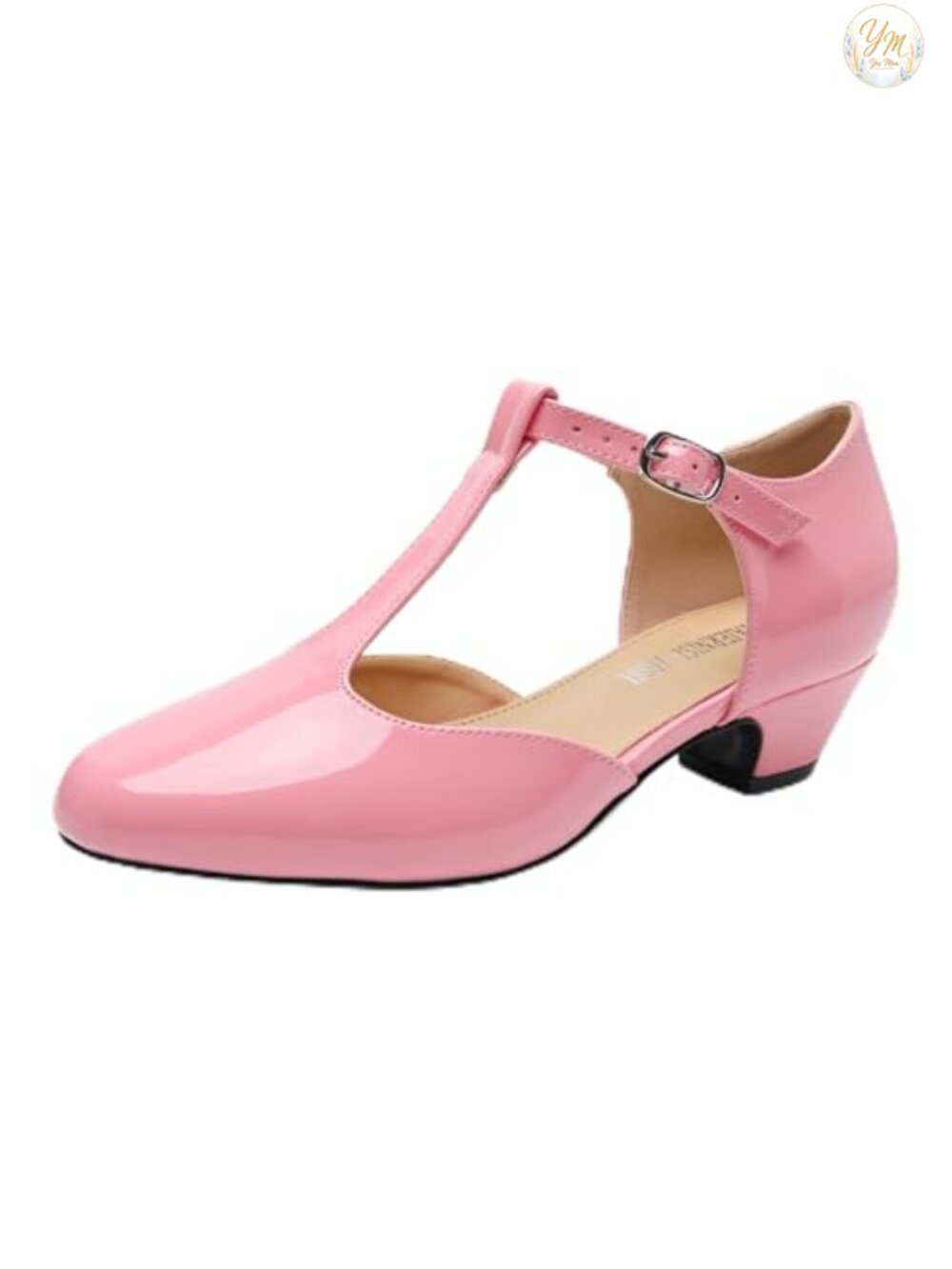 Women's T-Strap Mary Jane Pumps Low Block Heel Closed Toe Buckle Ankle Strap
